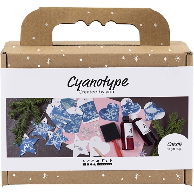 Mini Craft Kit Cyanotype - Presentetiketter - blå - silver (977855)