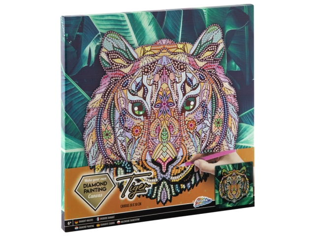 Grafix Diamantmålning på duk Tiger 30 x 30 cm - (K-260008)