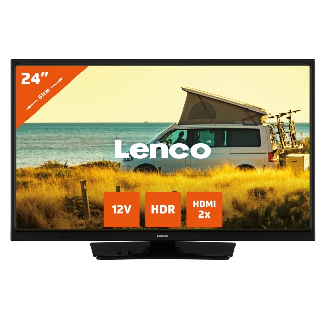 Lenco 24 tums HD LED-TV med DVB-T2 DVB-C DVB-S2 12V Svart