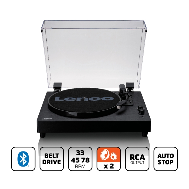 Lenco Skivspelare i trä med inbyggda högtalare och Bluetooth®