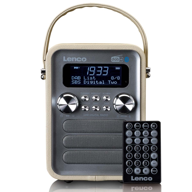 Lenco Bärbar DAB+ FM-radio med Bluetooth® och AUX-ingång, uppladdningsbart batteri Taupe