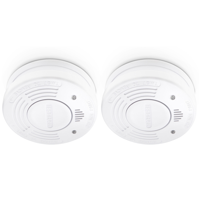 Alecto Rökdetektor med 10 års drifttid för batteri och sensor 2-pack Vit