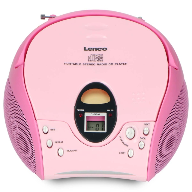 Lenco Bärbar FM-radio med CD Pink