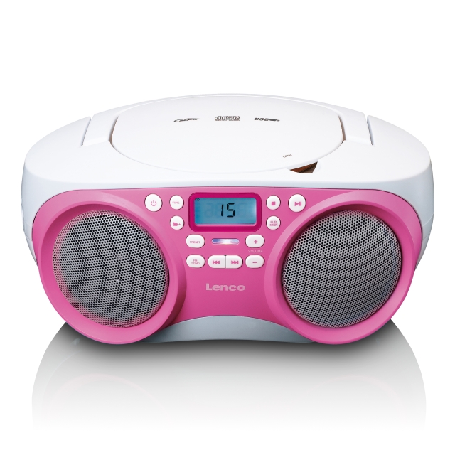 Lenco Bärbar FM-radio/CD/MP3- och USB-spelare Rosa