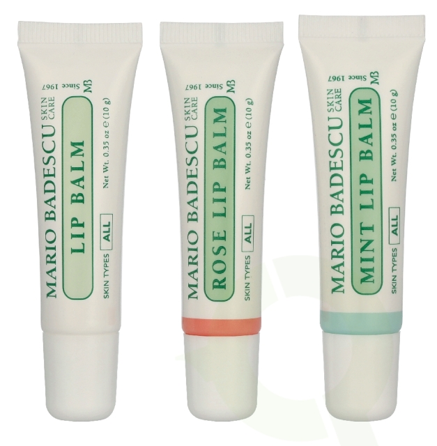 Mario Badescu Lip Balm Trio Giftset 30 g Oiginal 10g/Rose 10g/Mint 10g