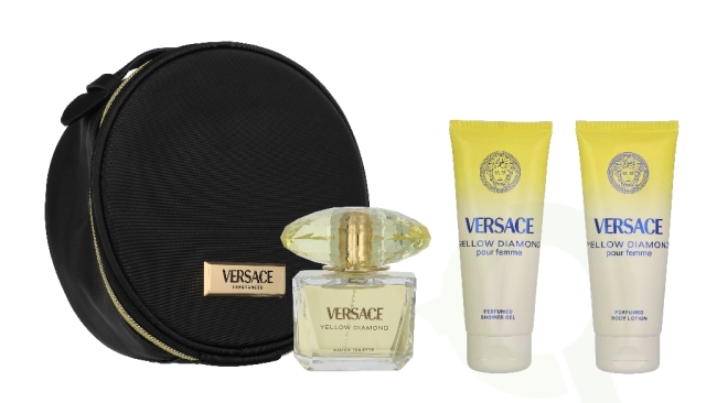 Versace Yellow Diamond Giftset 290 ml Edt Spray 90ml/Bath & Shower Gel 100ml/Body Lotion 100ml/Make-Up Case