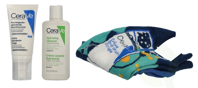 Cerave Christmas Box Giftset 140 ml Cream 52ml/Cleansing Cream 88ml/ Free Sock