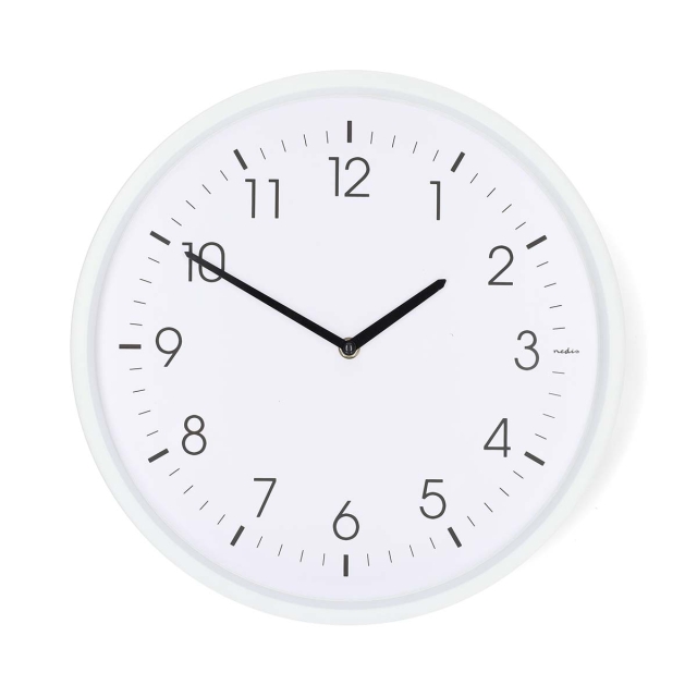 Nedis Väggklocka | Diameter: 360 mm | ABS | Tyst rörelse | Vit