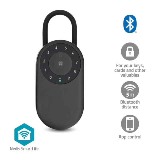 Nedis SmartLife nyckelskåp | Bluetooth® | Utomhus | Siffra | IP65 | Svart