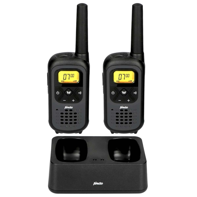 Alecto Walkie-Talkie Set | 2 handenheter | Upp till 7 km | Frekvenskanaler: 16 | PTT / VOX | 35 h standby | Headsetutgång | Svart