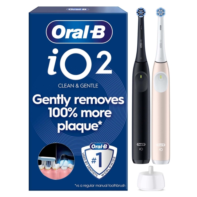 Oral B Eltandborste iO2 Night Black/Calm Pink Duo,1 Travel Ca