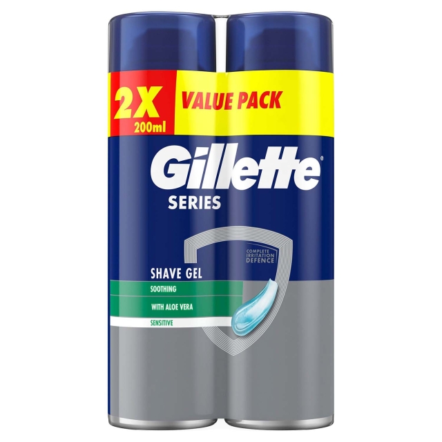 Gillette Rakgel Soothing, Lugnande med Aloe Vera, 2x200ml