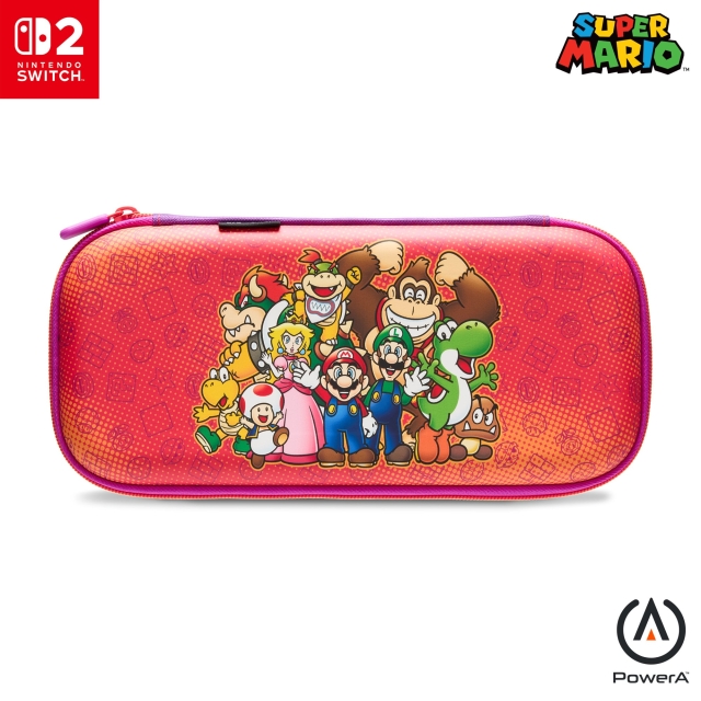 PowerA Slim Case för Nintendo Switch 2 – Mario and Friends, officiellt licensierat, skyddsfodral, rymmer 10 spelkort