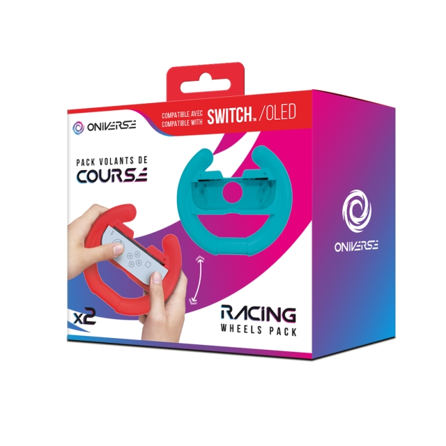 Oniverse NSW-paket med 2 hållare för racingrattkontroller – blå/röd