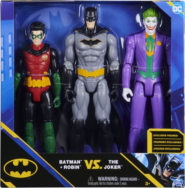 BATMAN 3-pack med 30 cm stora figurer: BATMAN, Robin, Jokern