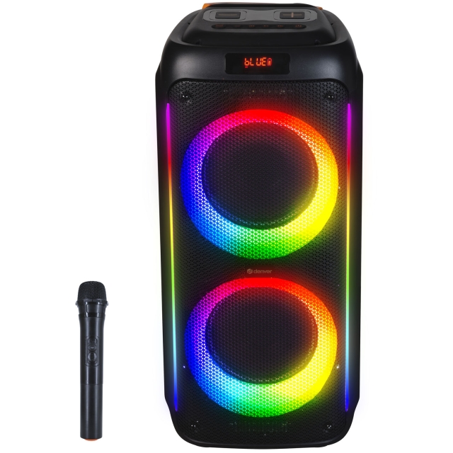 Denver Högtalare Bluetooth 2x10" woofer 100W Batteri LED-ljus BPS-458 Svart
