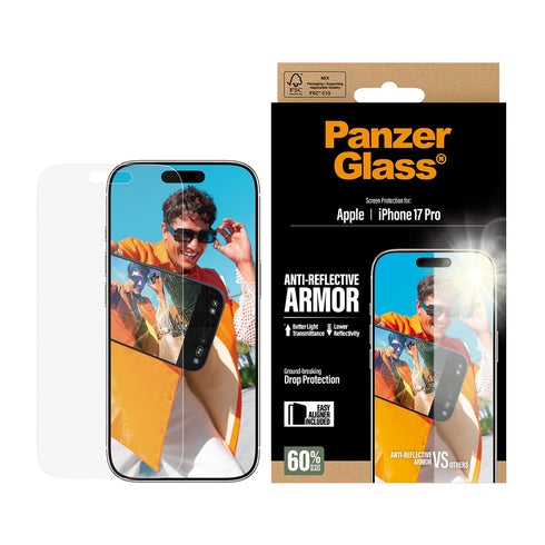PanzerGlass – Anti-Reflective Armor skärmskydd – iPhone 17 Pro – med EasyAligner