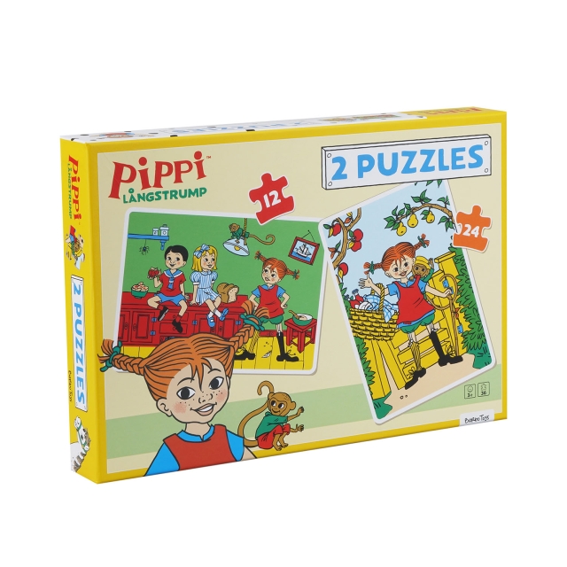 ASTRID LINDGREN Pussel Pippi 2 Pussel 12 Bitar + 24 Bitar