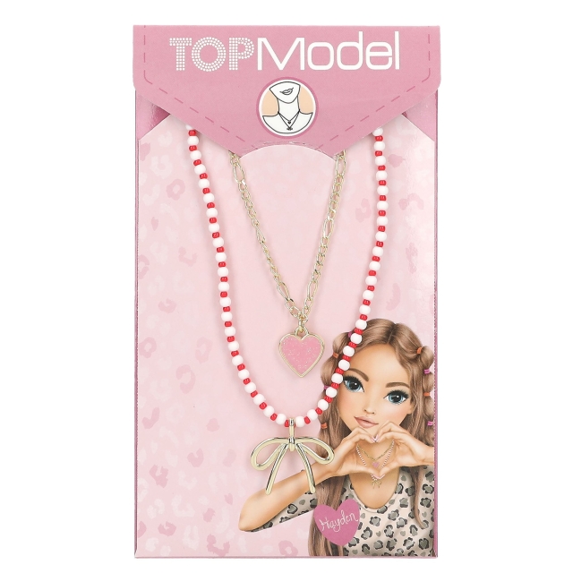 TOPModel Dubbelkedja LEOHEART – Guld, Rosa, Vitt, Rött – 46,5 cm + 5 cm