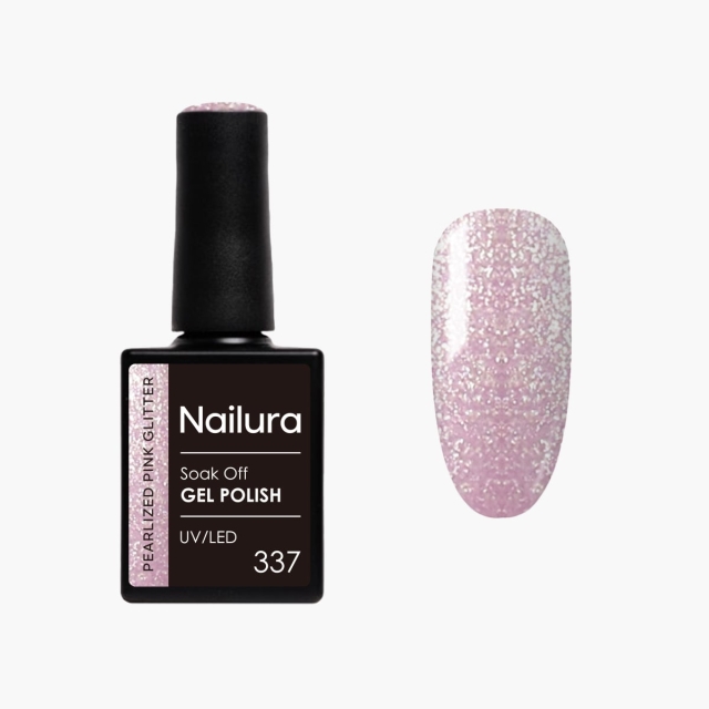 Nailura Gelpolish 337 – Pärlemorsrosa glitter – 10 ml
