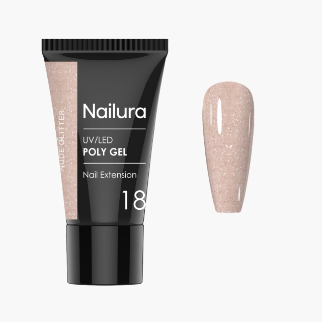 Nailura Poly Gel 18 – Nude Glitter – 30 ml