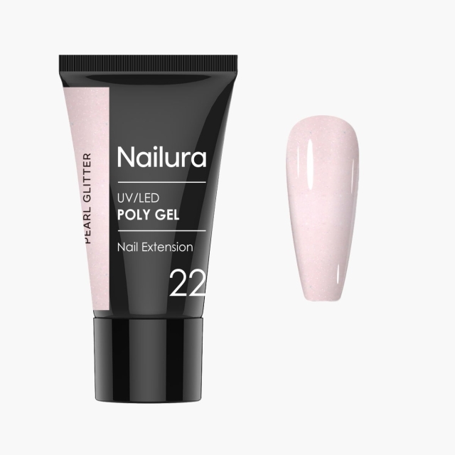 Nailura Poly Gel 22 - Pearl Glitter - Light, Pearlescent Nude - 30 ml