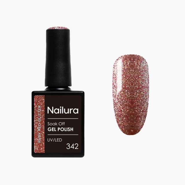 Nailura Gelpolish 342 – Ruby Red Glitter – 10 ml