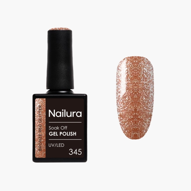 Nailura Gelpolish 345 – Bronze Red Glitter – 10 ml