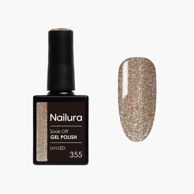 Nailura Gelpolish 355 – Bronze Silver Glitter – 10 ml