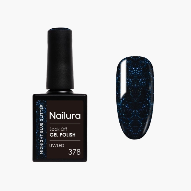Nailura Gelpolish 378 – Midnight Blue Glitter – 10 ml