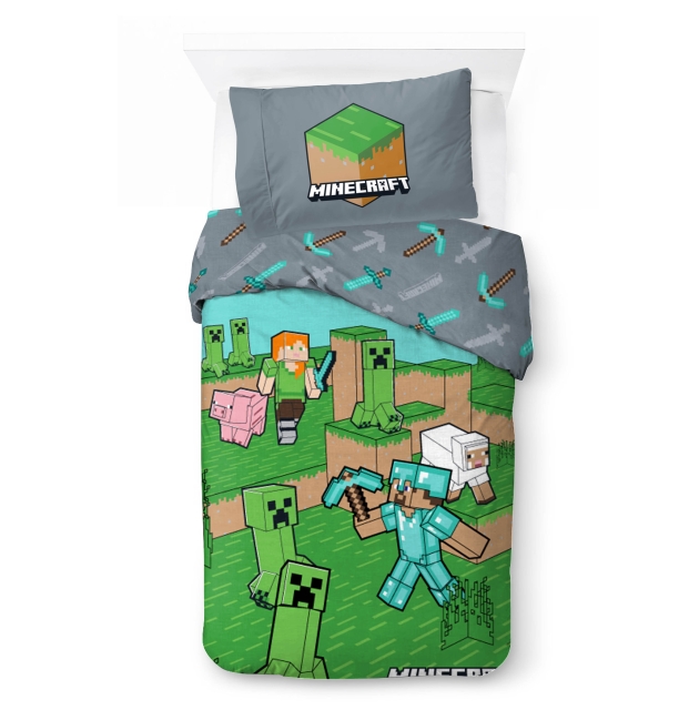 BrandMac Sängkläder – vuxenstorlek 140 x 200 cm – Minecraft-djur och mobbar (1029637)