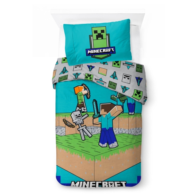 BrandMac Sängkläder – Vuxenstorlek 140 x 200 cm – Minecraft: Kampen är igång (1029658)