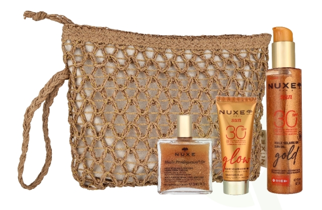 Nuxe Sun Glow Set 240 ml Tanning Oil SPF30 150ml/Glow Sun-Kissed Fluid SPF30 40ml/Huile Prodigieuse Multi-Purpose Dry Oil 50ml
