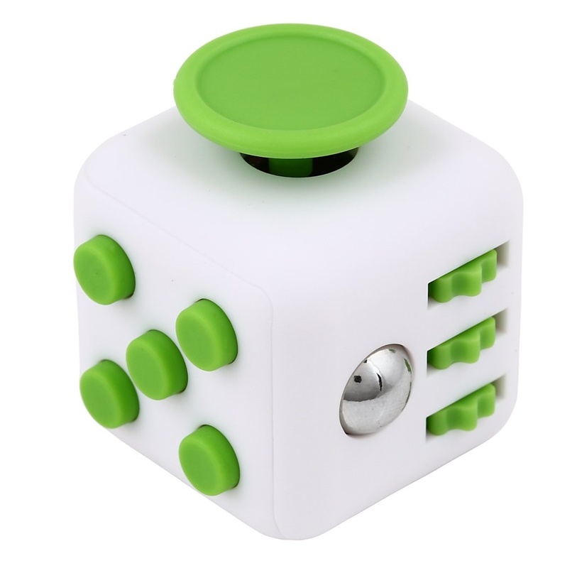 Fidget Cube, för ökad koncentration, Vit/Grön