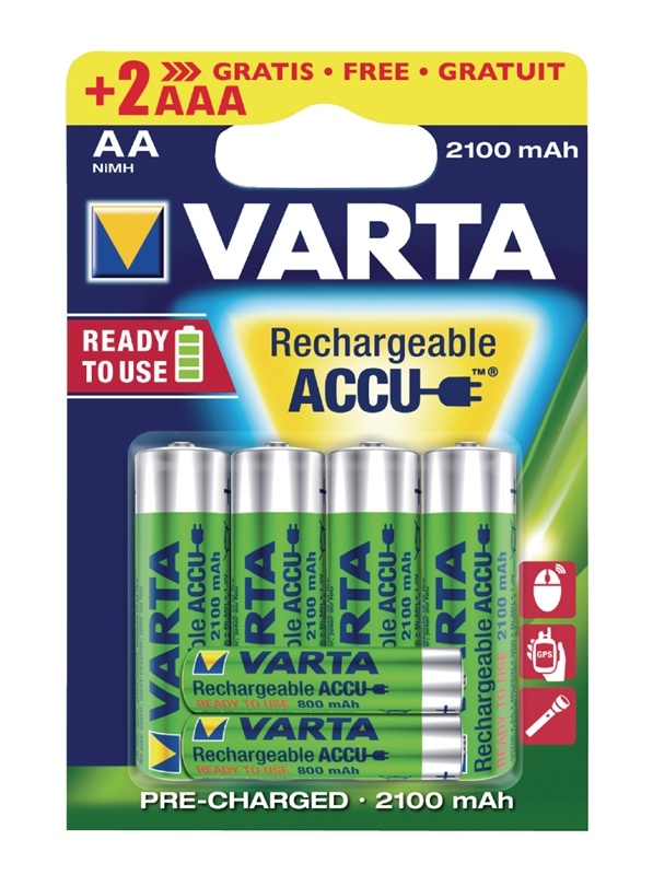 Varta Batteri NiMH AA/LR6 1.2 V 2100 mAh R2U 4+2-pack