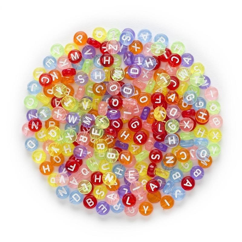200st Pärlor med bokstäver, Transparent Färg
