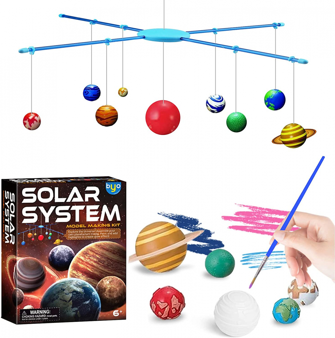 Hängande modell av solsystemet + självlysande färg