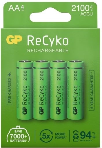 GP ReCyko AA-batteri, 2100 mAh, 4-pack