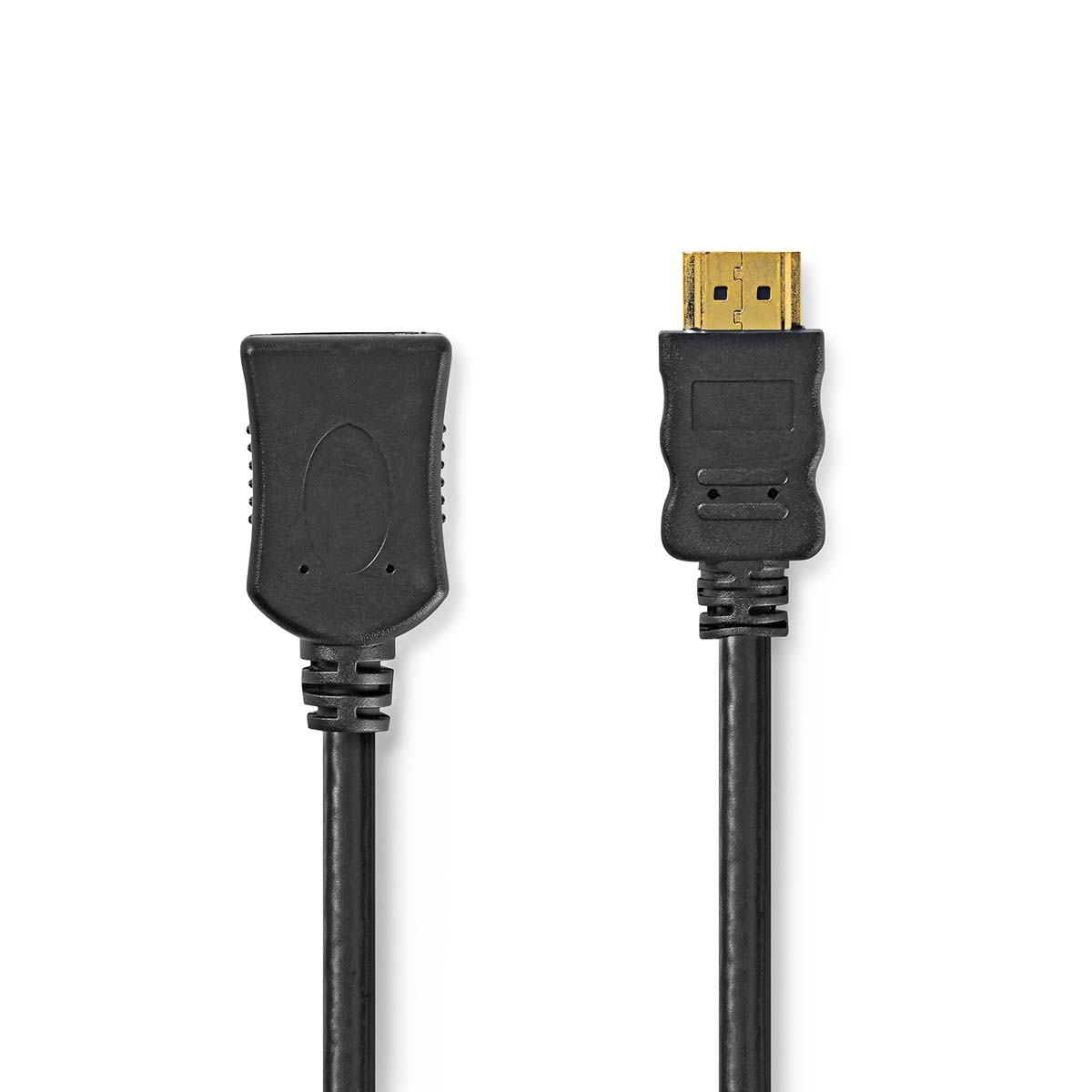 High Speed ​​HDMI kabel med Ethernet | HDMI Kontakt | HDMI Hona | 4K@30Hz | 10.2 Gbps | 2.00 m | Rund | PVC | Svart | Kuvert