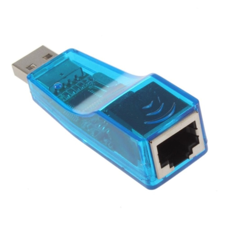 USB nätverksadapter, 10Mbps, transparent, blå i gruppen DATORER & KRINGUTRUSTNING / Nätverk / Nätverkskort / USB hos TP E-commerce Nordic AB (38-1020)