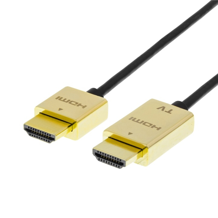 DELTACO prime ultratunn HDMI-kabel guldpläterad, 3m (HDMI-1043-K) i gruppen HEMELEKTRONIK / Kablar & Adaptrar / HDMI / Kablar hos TP E-commerce Nordic AB (38-11809)