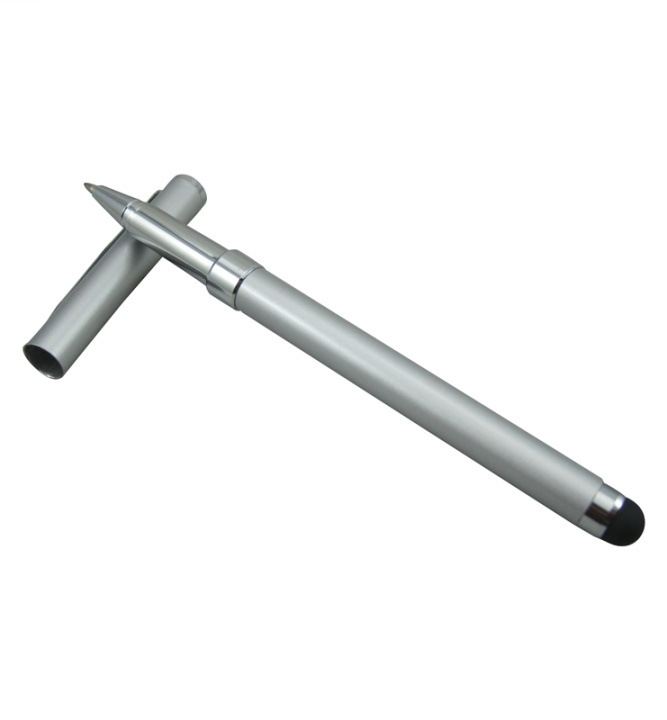 Kapacitiv stylus-penna med bläckpenna, Silver i gruppen SMARTPHONE & SURFPLATTOR / Träning, hem & fritid / Styluspennor hos Teknikproffset Nordic AB (38-12116)