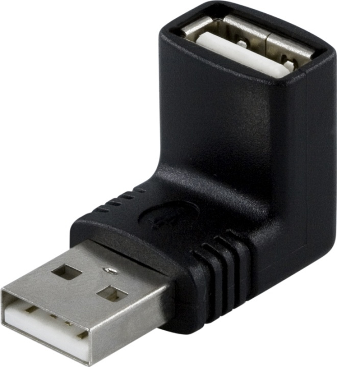 DELTACO adapter, USB A ha - A ho, vinklad (USB-59) i gruppen DATORER & KRINGUTRUSTNING / Datorkablar / USB-kablar / USB-A / Adaptrar hos TP E-commerce Nordic AB (38-13448)