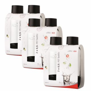 6-pack AGA AQVIA "on-the-go" 0,5L, PET-flaska (Svart)