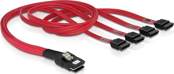 DeLOCK multilane SAS-kabel SFF8087 till 4xSATA 7-pin, 50 cm (83057) i gruppen DATORER & KRINGUTRUSTNING / Datorkablar / Interna / Strömkablar & Adaptrar hos TP E-commerce Nordic AB (38-16172)