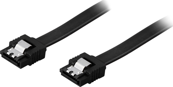 DELTACO SATA-kabel, SATA 6Gb/s, lås-clips, rak-rak, 0,7m, svart (SATA-1002) i gruppen DATORER & KRINGUTRUSTNING / Datorkablar / Interna / SATA hos TP E-commerce Nordic AB (38-16226)