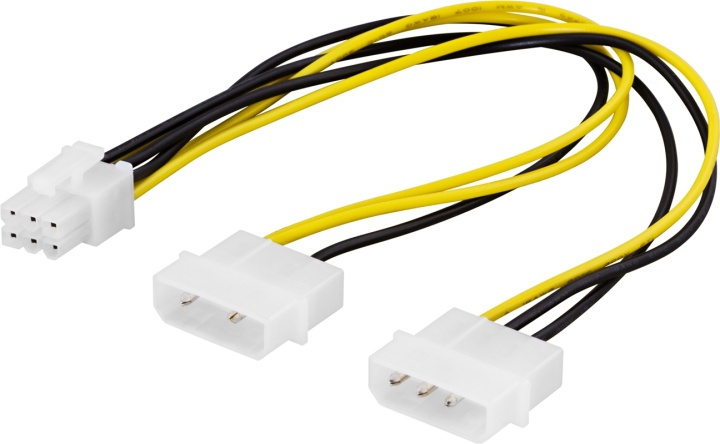 DELTACO adapterkabel 2x4-pin till 6-pin PCI-Express, 25cm (SSI-45) i gruppen DATORER & KRINGUTRUSTNING / Datorkablar / Interna / Strömkablar & Adaptrar hos TP E-commerce Nordic AB (38-16255)