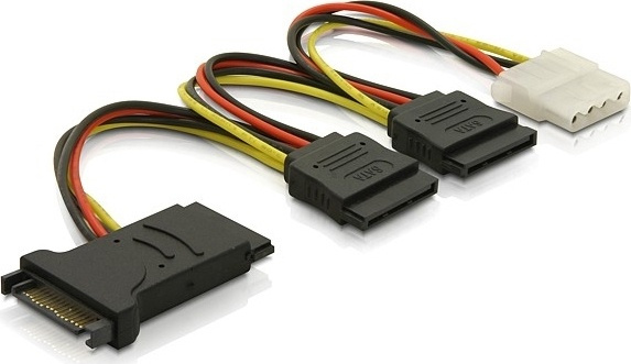 DELTACO Y-strömadapter 15-pin SATA-ström & 4-pin, 3xSATA, 1xIDE, 15 cm (SATA-16) i gruppen DATORER & KRINGUTRUSTNING / Datorkablar / Interna / Strömkablar & Adaptrar hos TP E-commerce Nordic AB (38-16272)