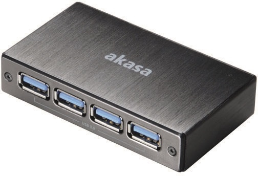 Akasa Connect 4SV, USB 3.0 hubb med fyra portar, borstad aluminum, sv i gruppen DATORER & KRINGUTRUSTNING / Datortillbehör / USB-hubbar hos TP E-commerce Nordic AB (38-16588)