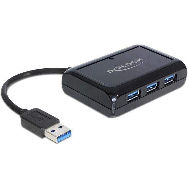 DeLOCK USB 3.0 Hub + Gigabit LAN, 3-port USB 3.0 hubb med Ethernet, sv (62440) i gruppen DATORER & KRINGUTRUSTNING / Datortillbehör / USB-hubbar hos TP E-commerce Nordic AB (38-16598)